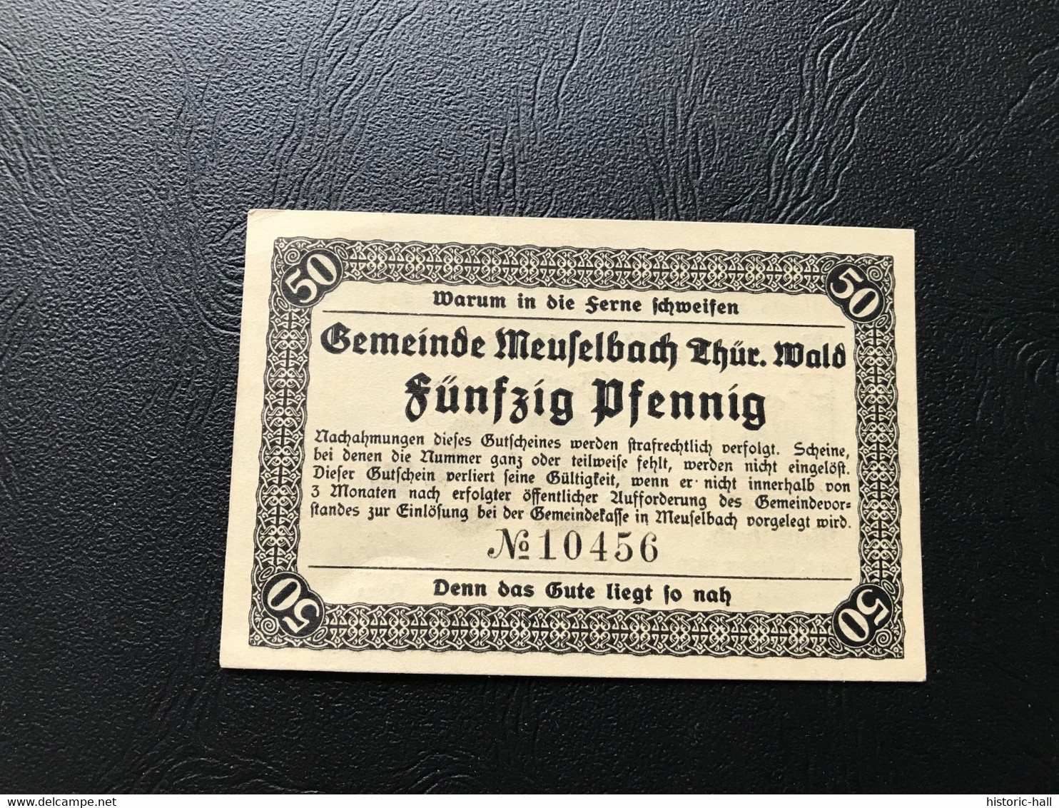 Notgeld - Billet Necéssité Allemagne - 50 Pfennig - Meuselbach - 1 Octobre 1920 - Zonder Classificatie