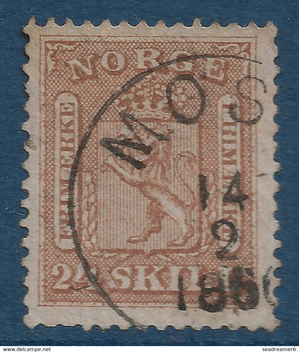 NORVEGE Coat Of Arms N°10 24 Skiliing Brun Obl Dateur De 1866 Noir De MOSS TTB - Oblitérés