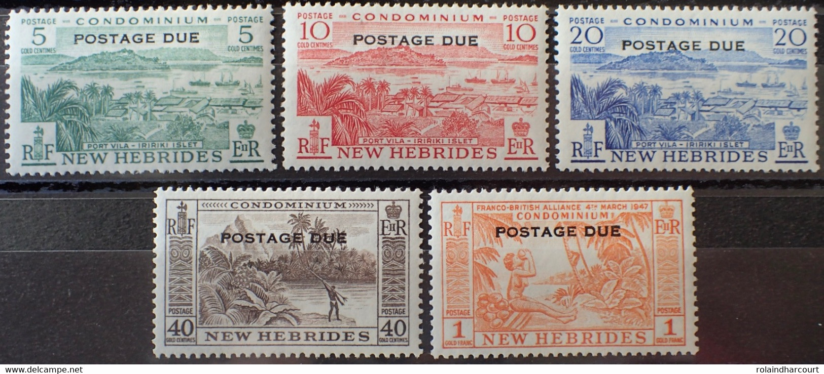 R2452/839 - 1957 - COLONIES FR. - NOUVELLES HEBRIDES - TIMBRES TAXE - SERIE COMPLETE - N°41 à 45 NEUFS* - Timbres-taxe