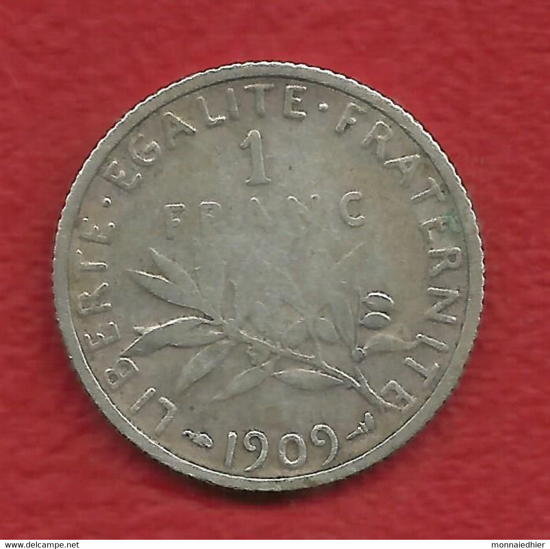 1 Franc , Semeuse , Argent , 1909, N° F # 217.14 , µ - Otros & Sin Clasificación