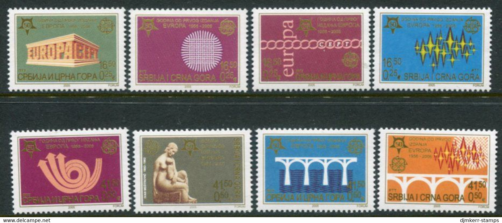 YUGOSLAVIA (Serbia & Montenegro) 2005 50th Anniversary Of Europa Stamps  MNH / **  Michel 3257-64 - Neufs
