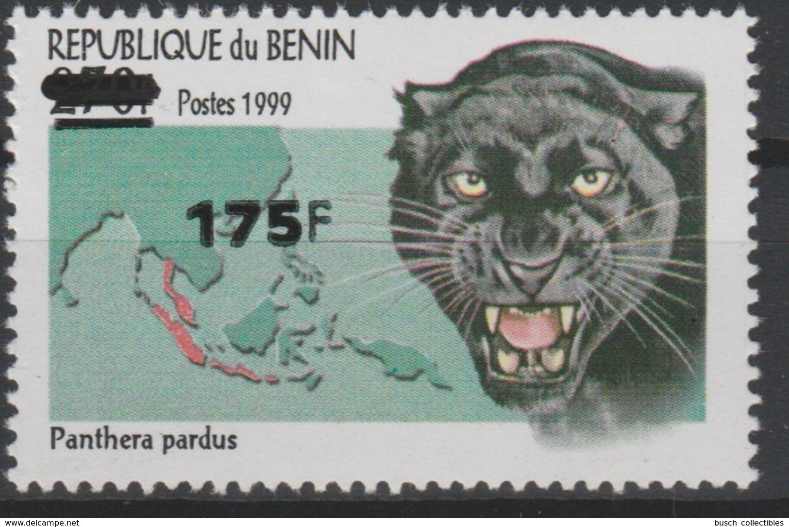 Bénin 2005 Mi. 1392 Panthera Pardus Faune Fauna Panther Panthère Carte Map Landkarte Surchargé Overprint MNH** - Benin – Dahomey (1960-...)