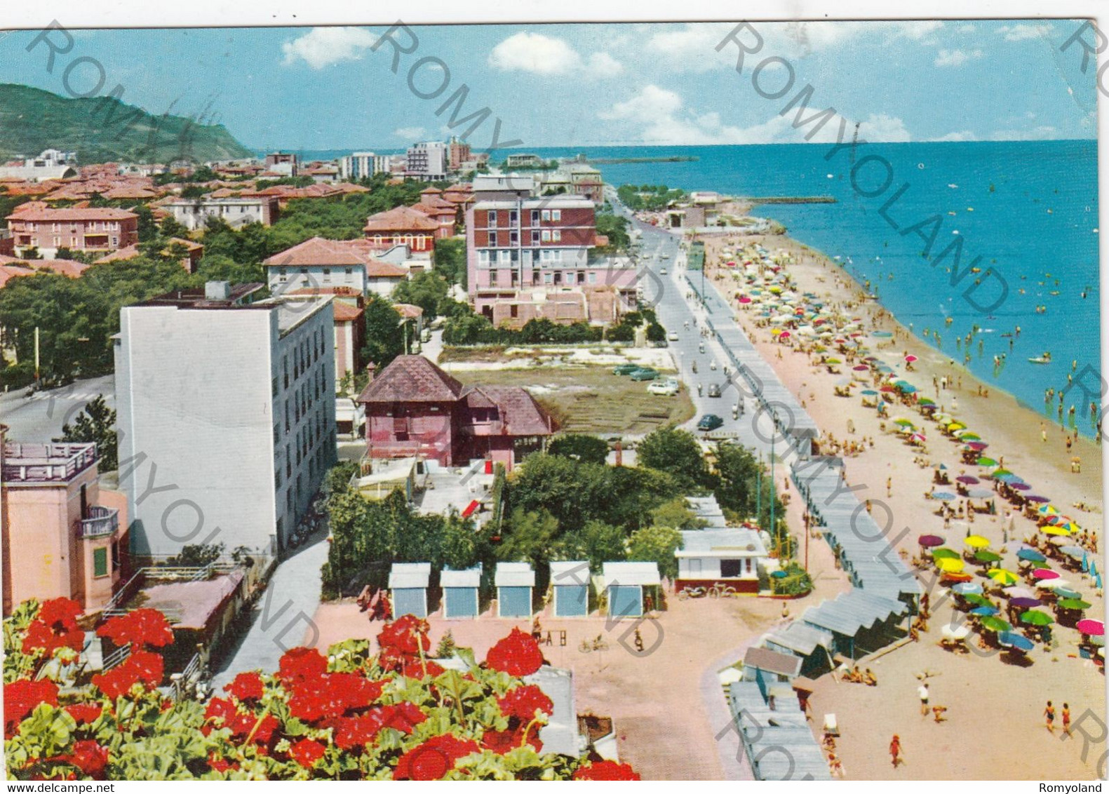 CARTOLINA  PESARO,MARCHE,RIVIERA ADRIATICA,VEDUTA PARZIALE,MARE,SOLE,VACANZA ESTATE,BELLA ITALIA,VIAGGIATA 1961 - Pesaro