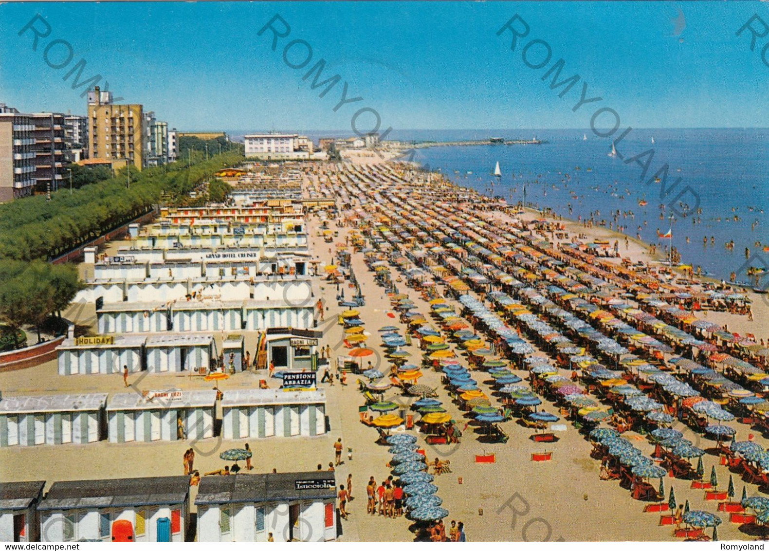 CARTOLINA  PESARO,MARCHE,RIVIERA ADRIATICA,SPIAGGIA DI PONENTE,MARE,SOLE,VACANZA ESTATE,BELLA ITALIA,VIAGGIATA 1976 - Pesaro