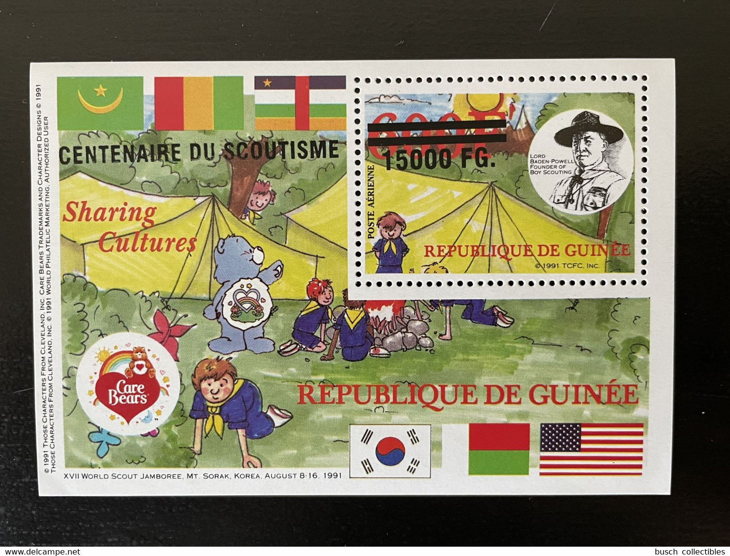 Guinée Guinea 2008 Mi. Bl. 1643 Surchargé Overprint Scouts Scoutisme Pfadfinder Papillon Lord Baden-Powell Flags Drapeau - República De Guinea (1958-...)