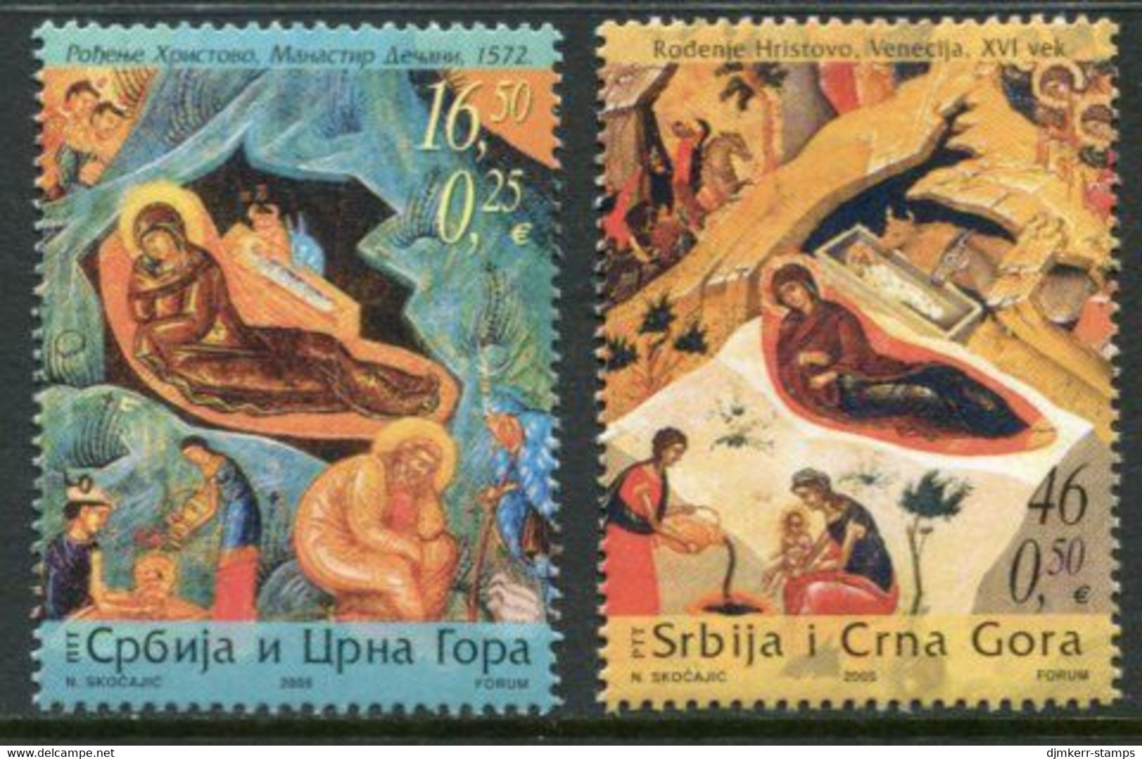 YUGOSLAVIA (Serbia & Montenegro)  2005  Christmas MNH / **.  Michel 3308-09 - Unused Stamps