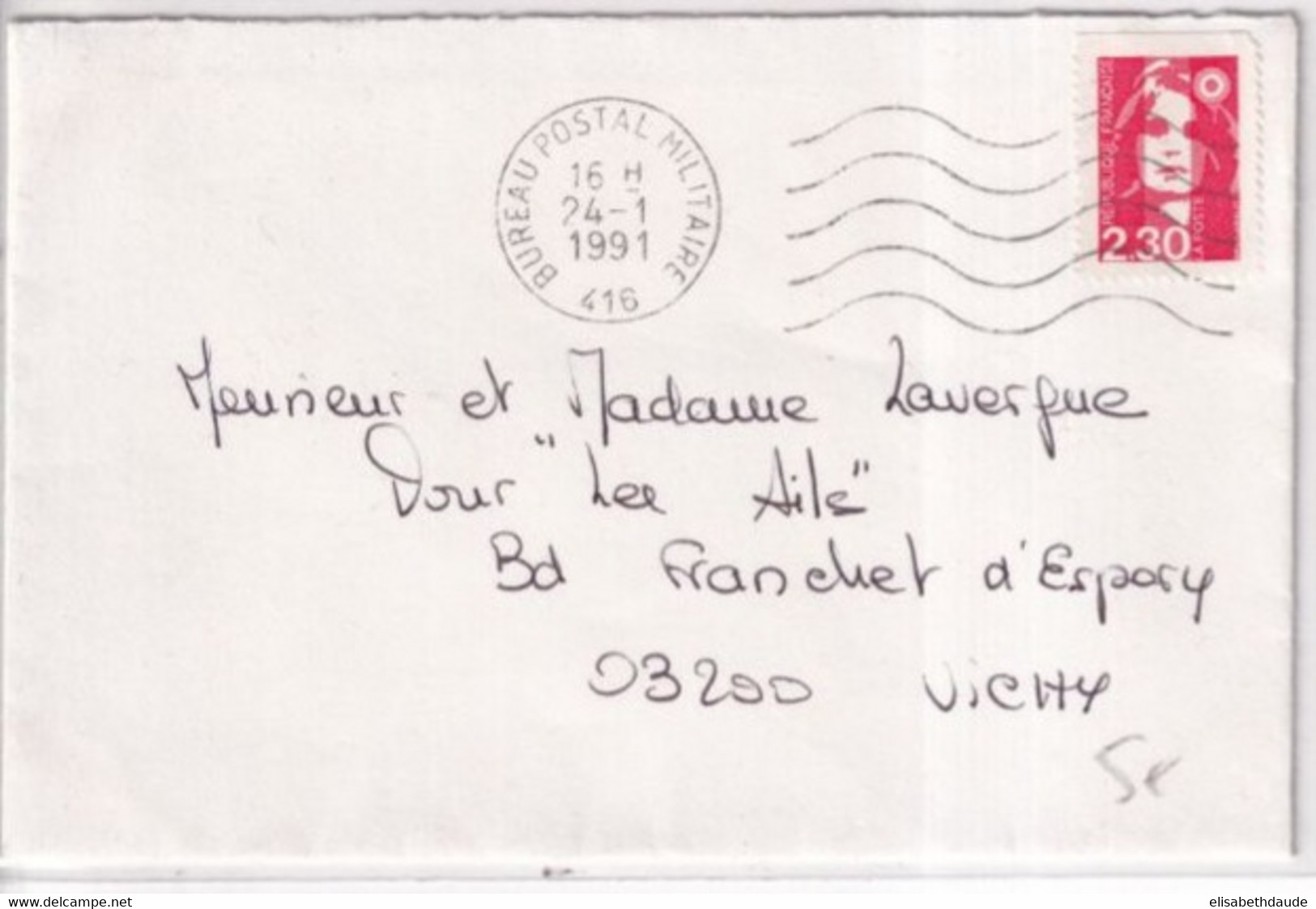 1991 - BPM 416 - ENVELOPPE PETIT FORMAT - Military Postmarks From 1900 (out Of Wars Periods)