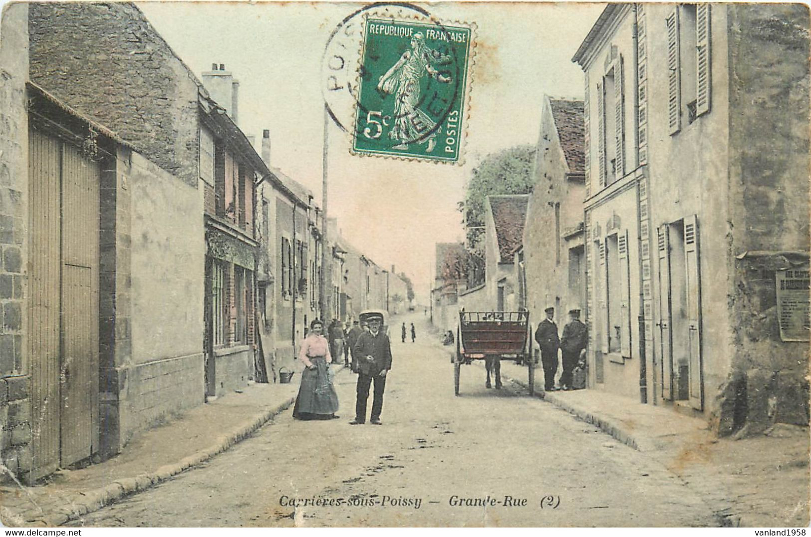 CARRIERES Sous POISSY-grande Rue (colorisée) - Carrieres Sous Poissy