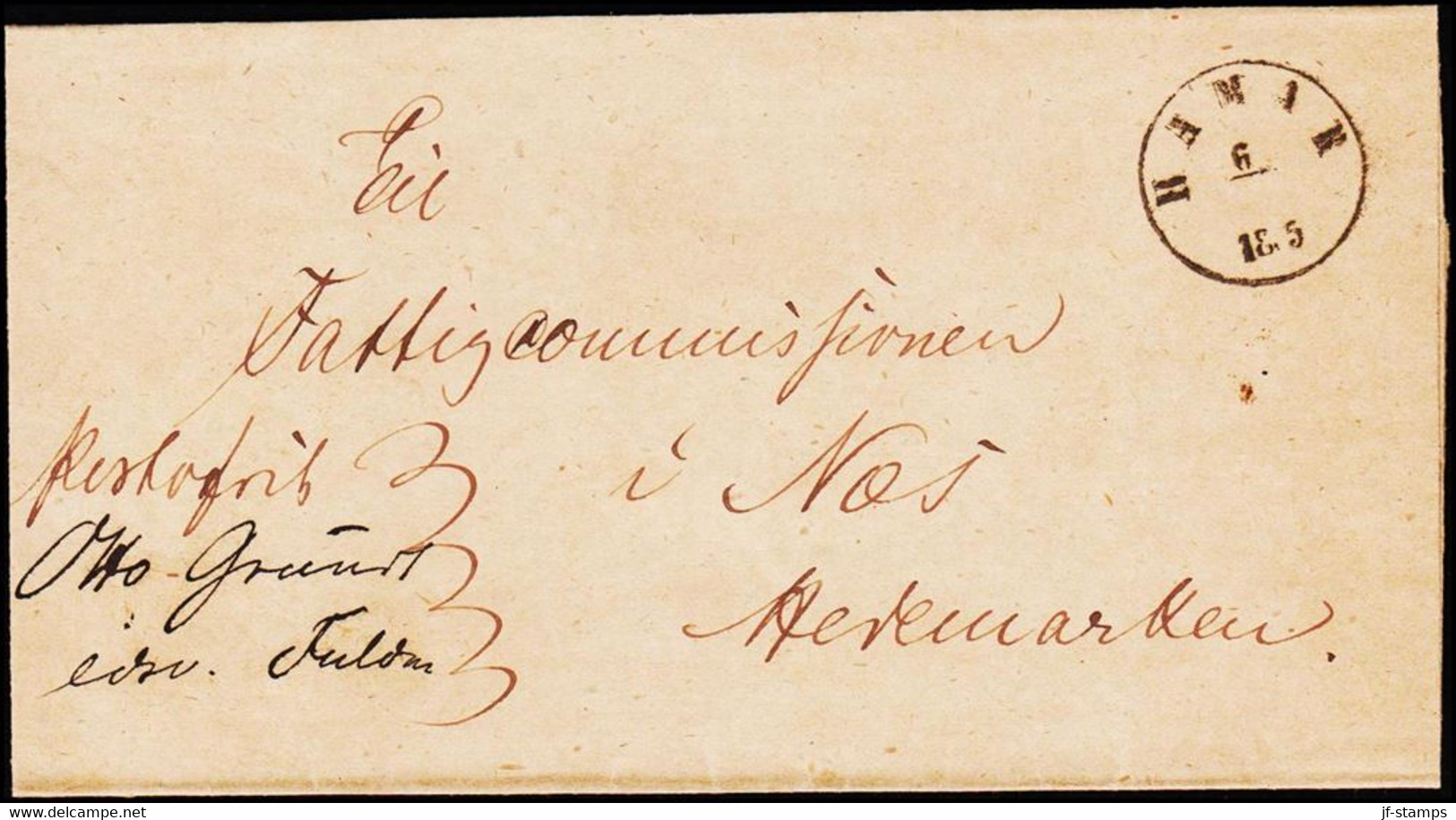 18?5. HAMAR 6 18?5 Portofrit. - JF123961 - ...-1855 Prephilately