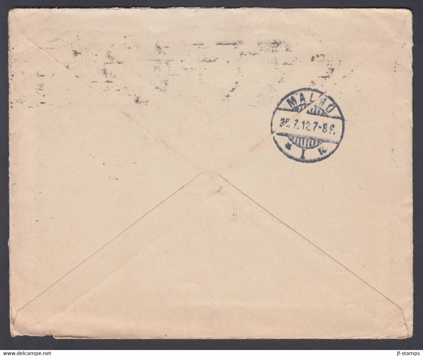 1912. NORGE. Very Interesting Official Cover Without Stamp From TRONDHJEM 23.VII.12 To Malmö. Noted On Fro... - JF368229 - ...-1855 Préphilatélie