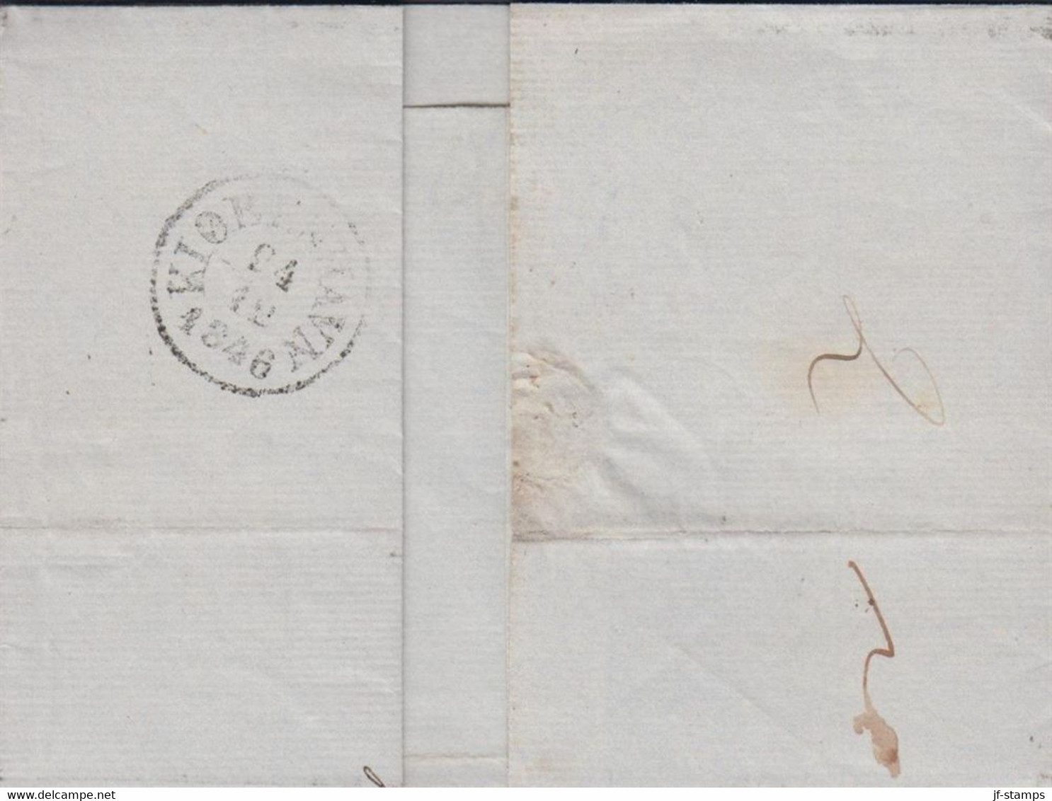 1846. DANMARK. KIØBENHAVN 24 12 1846 Reverse On Cover (fold) To Arndal, Norge. Interesting Cover. Cancelle... - JF427617 - ...-1851 Préphilatélie