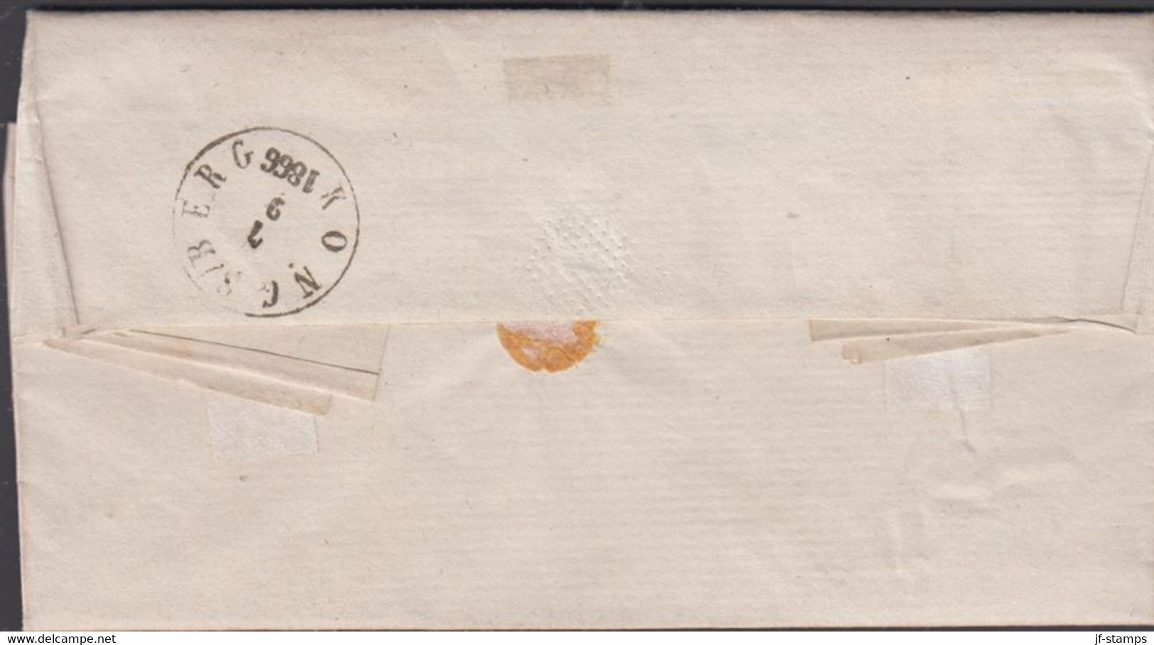 1866. NORGE. Small Cover To Nummedal Cancelled CHRISTIANIA 5 9 1866 + Reverse Transit Cancel KONGSBERG 7 9... - JF427628 - ...-1855 Prephilately