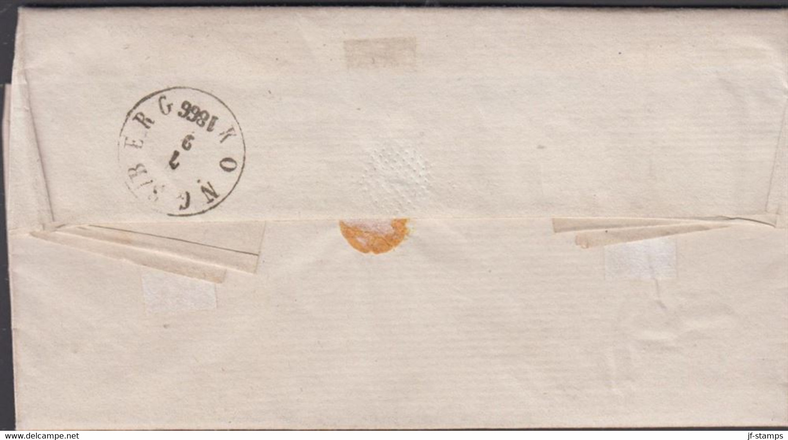 1866. NORGE. Small Cover To Nummedal Cancelled CHRISTIANIA 5 9 1866 + Reverse Transit Cancel KONGSBERG 7 9... - JF427628 - ...-1855 Préphilatélie