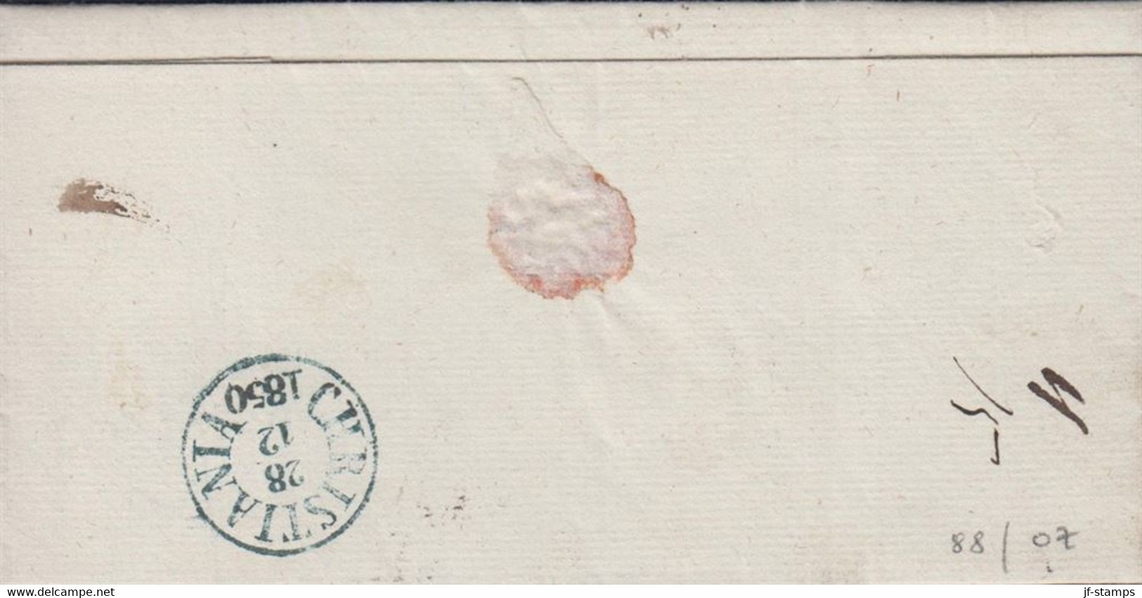 1850. NORGE. Small Cover To Buskeruds Amt, Drammen Cancelled Reverse CHRISTIANIA 28 12 1850 In Blackish Bl... - JF427629 - ...-1855 Prephilately