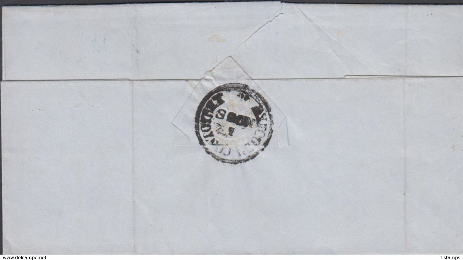 1851. NORGE. Small Cover (folds) To Christiania Cancelled In Blue MOSS 6 4 1851. Portofri Sag. Interesting... - JF427630 - ...-1855 Vorphilatelie