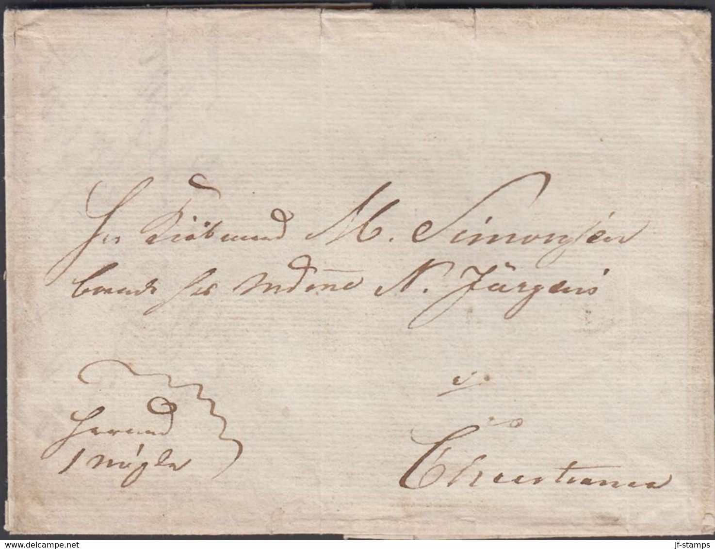 1832. NORGE. Small Old Cover (folds) To Christiania Dated 4. November 1832 On Sluppen Cristine Mae. Intere... - JF427633 - ...-1855 Voorfilatelie