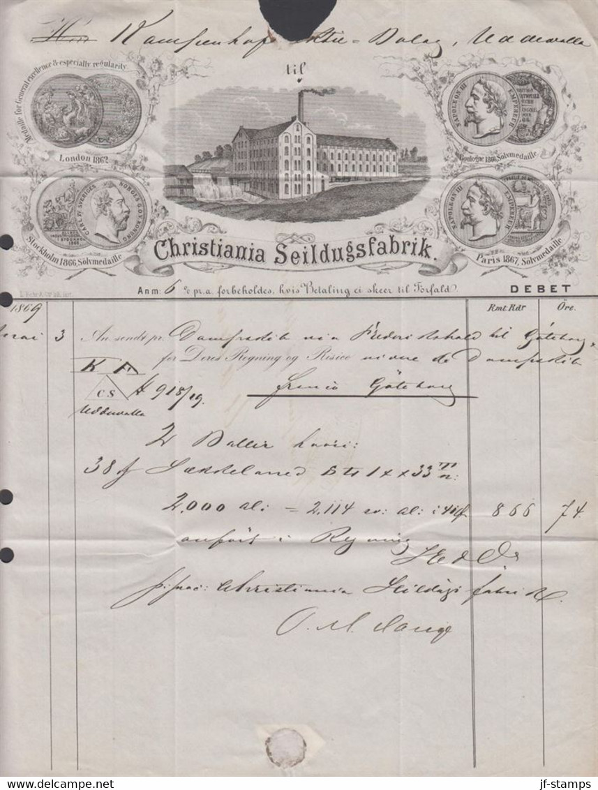 1869. NORGE. Nice Small Cover To Uddevalla, Sverige Cancelled CHRISTIANIA 4 5 1869. Marking 20 In Orange R... - JF427635 - ...-1855 Prefilatelia