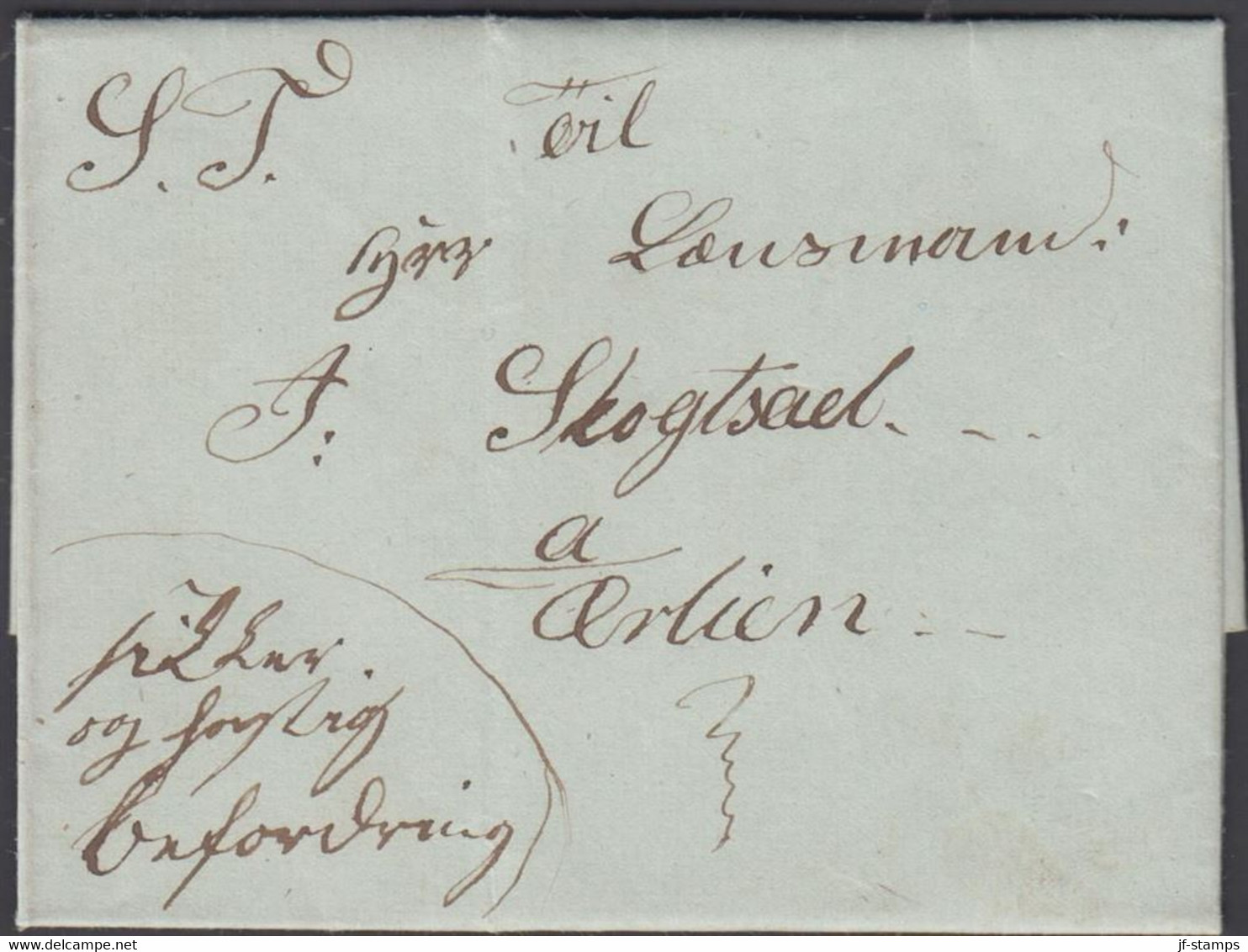 1855. NORGE. Small Beautiful Cover Dated Moen 1. November 1855. Portofri Sag. LUXUS.  - JF427638 - ...-1855 Voorfilatelie