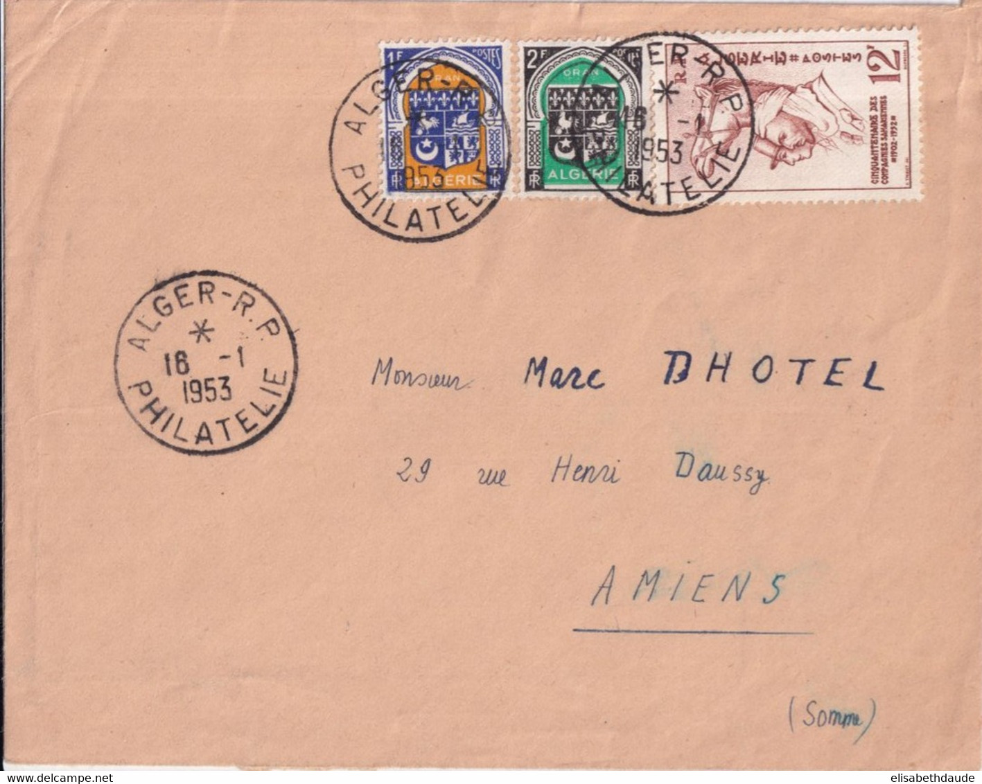 1953 - ALGERIE - ENVELOPPE De ALGER PHILATELIE ! =>: AMIENS - Lettres & Documents