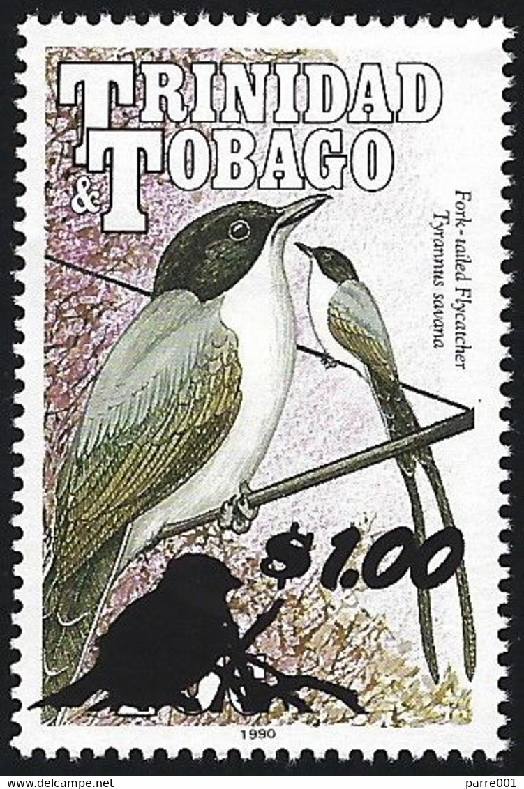 Trinidad & Tobago 2019 Bird Flycatcher $1 On 40c Bird-nest Overprint Type A Mint - Trinidad & Tobago (1962-...)