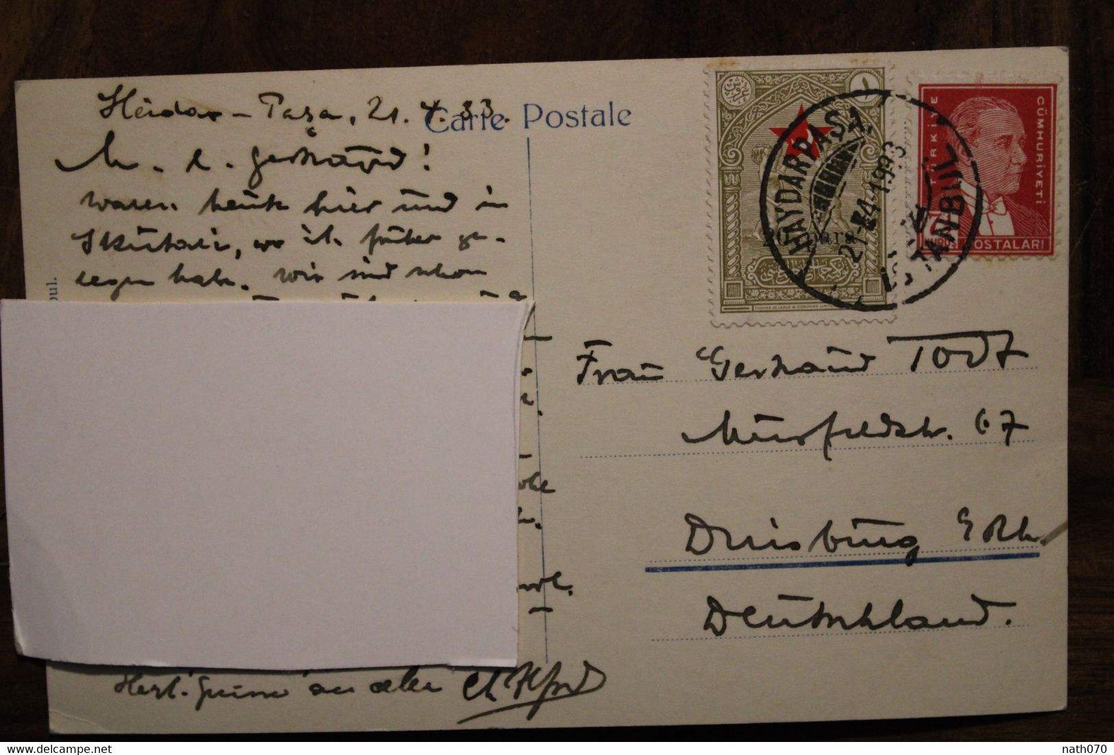 CPA AK 1933 Haydarpaşa Duisbourg Allemagne Turkey Türkei LEVANT Empire Ottoman Türkiýe Cover Germany Duisburg - Lettres & Documents