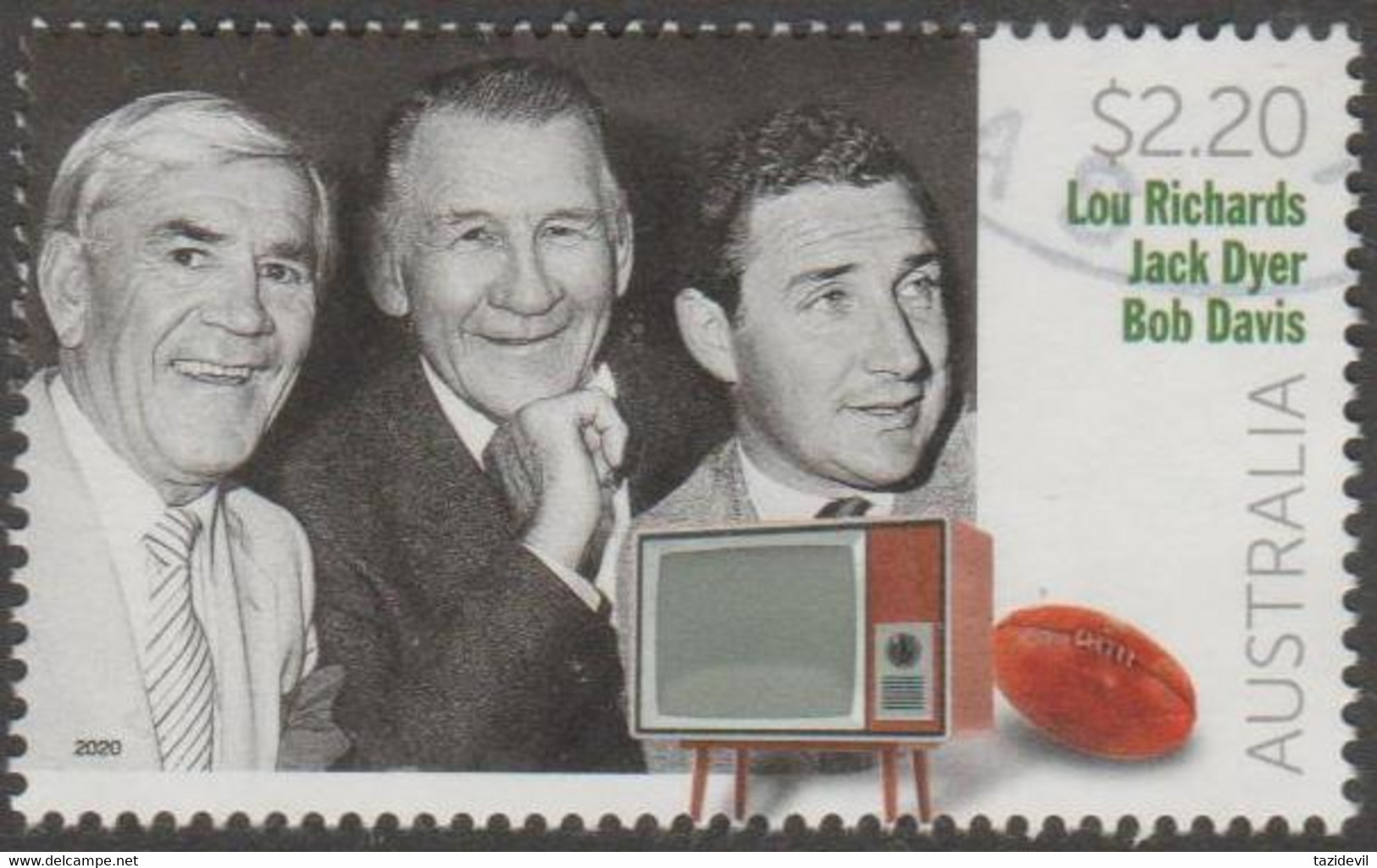 AUSTRALIA - USED 2020 $2.20 Legends Of World Of Sport - Lou Richards, Jack Dyer And Bob Davis - Oblitérés