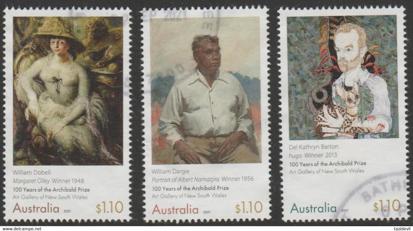 AUSTRALIA - USED 2021 $3.30 Centenary Of The Archibald Prize Set Of Three - Oblitérés