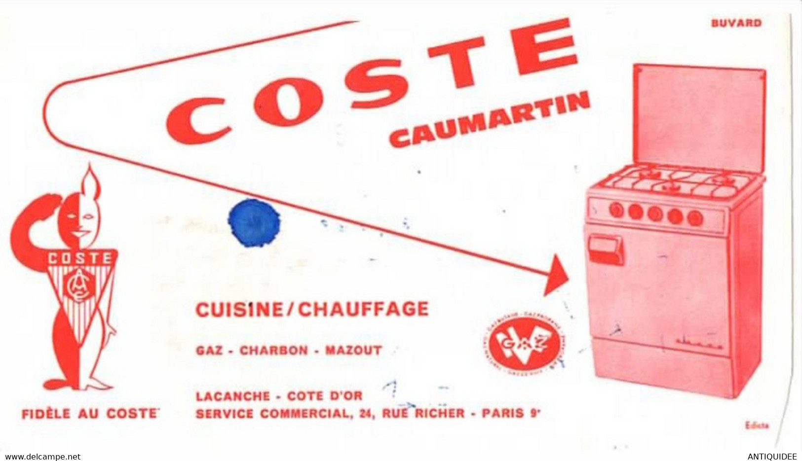 LACANCHE ( Cote D'OR ) Et PARIS - Appareils De Cuisine Et Chauffage " COSTE Caumartin " - Electricité & Gaz