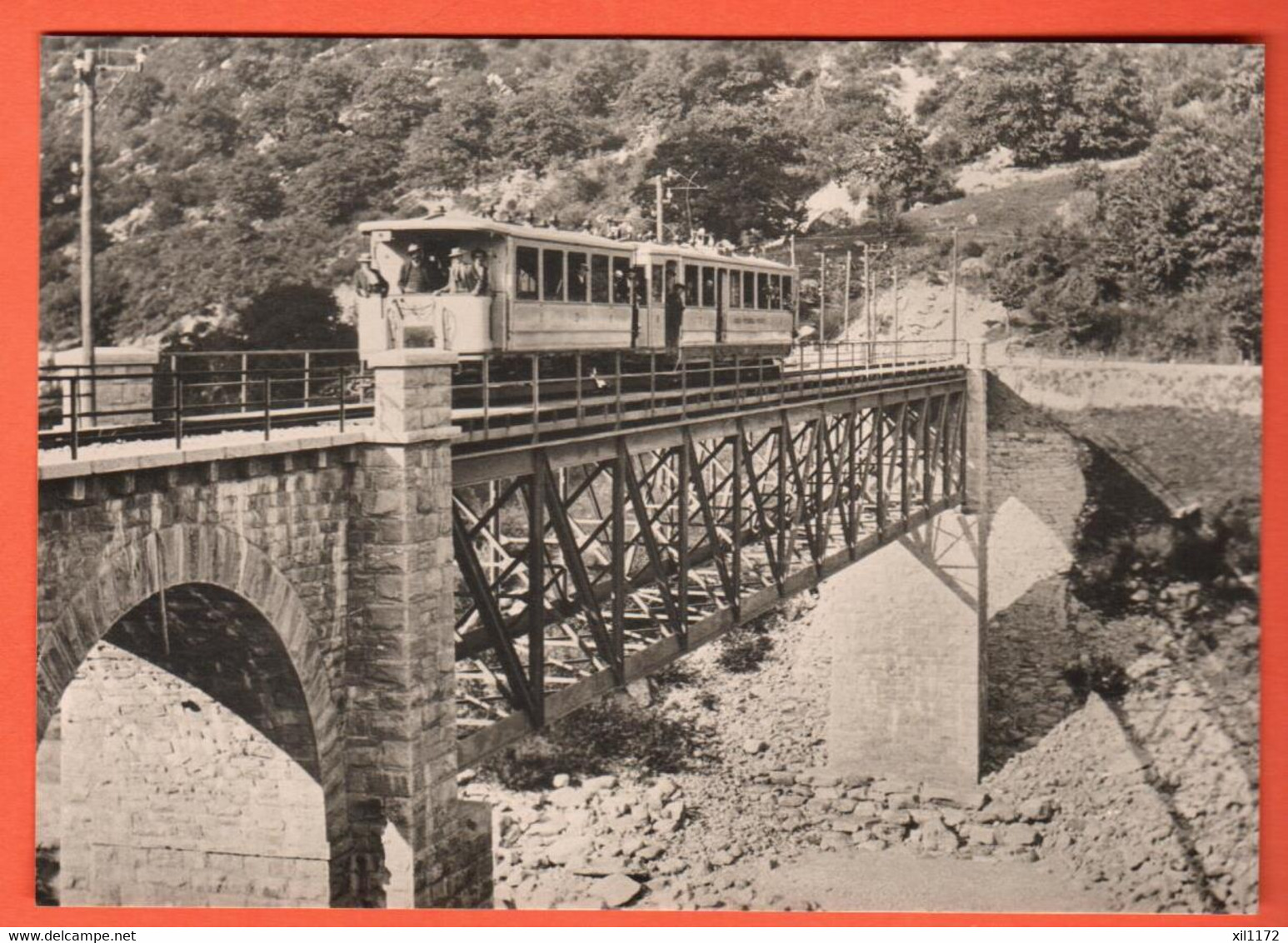 ZNE-19 Treno Sul Vieccho Viadotto Della Maggia. Coll. VHS  Circa 1907 Non Circulé Grand Format - Maggia