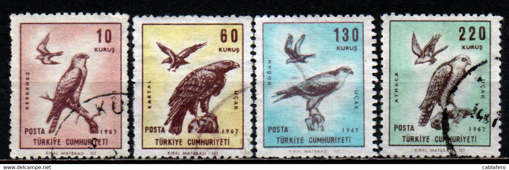 TURCHIA - 1967 - UCCELLI DA PREDA: AQUILA E FALCO - USATI - Airmail