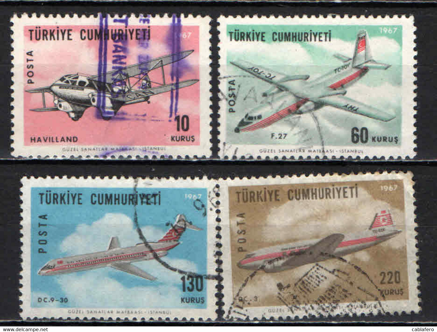 TURCHIA - 1967 - AEREI IN VOLO - USATI - Poste Aérienne