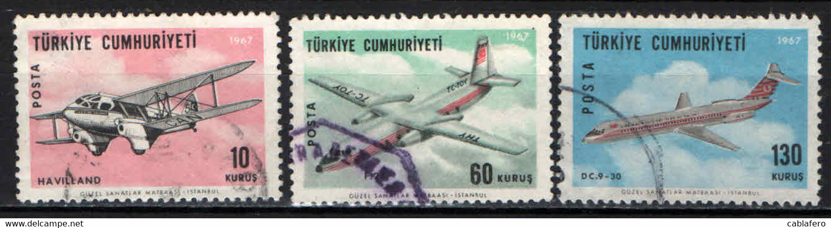 TURCHIA - 1967 - AEREI DIVERSI - USATI - Luchtpost