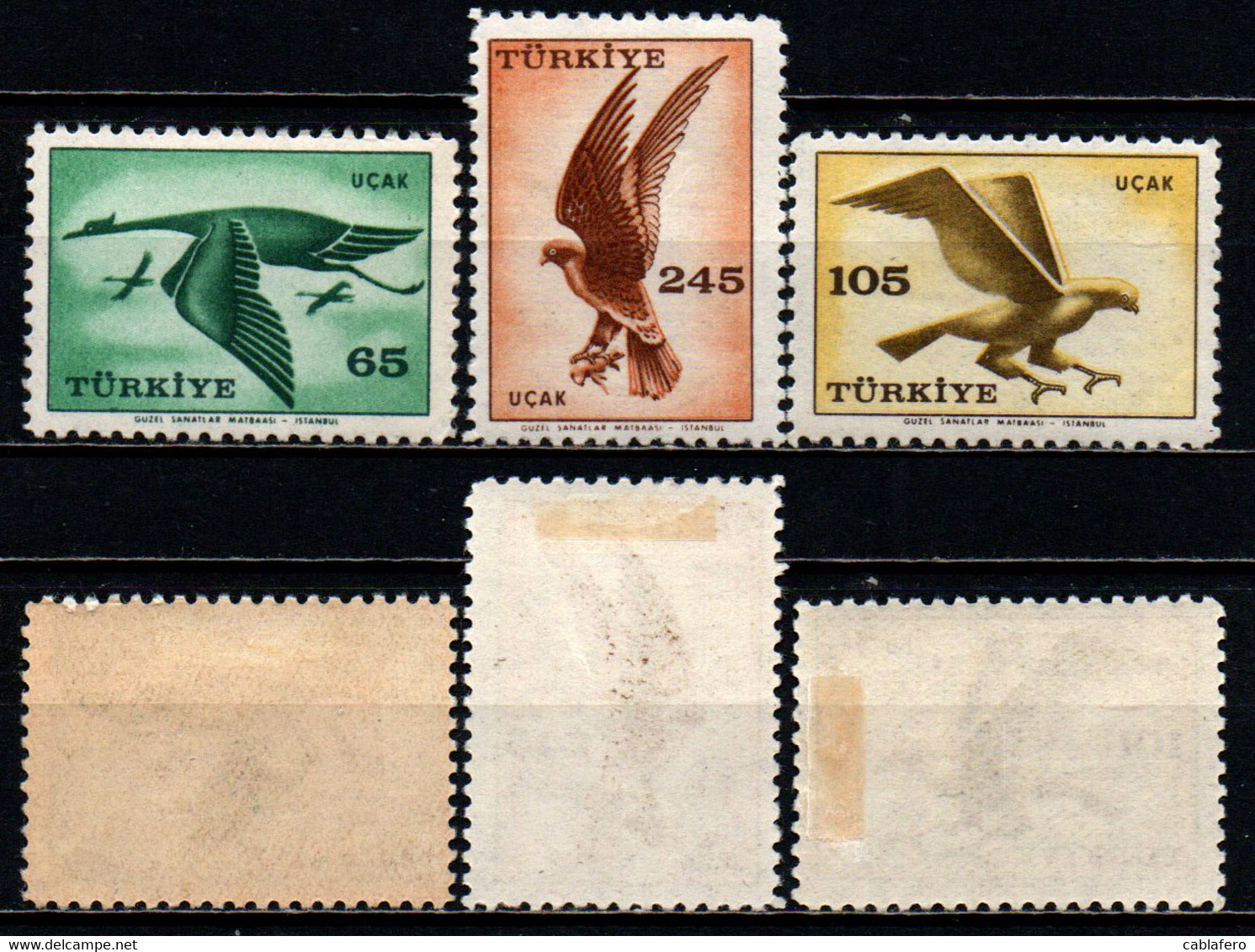 TURCHIA - 1959 - Cranes, Hawk- MH - Poste Aérienne