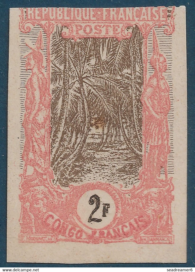 France Colonies Françaises Congo N°40 2Fr  Essai Non Dentelé Sur Papier Carton Rose Et Marron Rare ! - Neufs