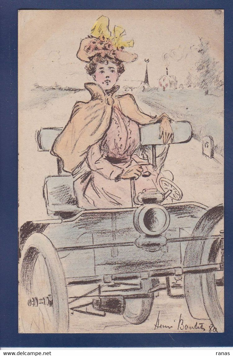 Cpa Voiture Automobile Boutet Henri Art Nouveau Non Circulé Femme Woman - Boutet