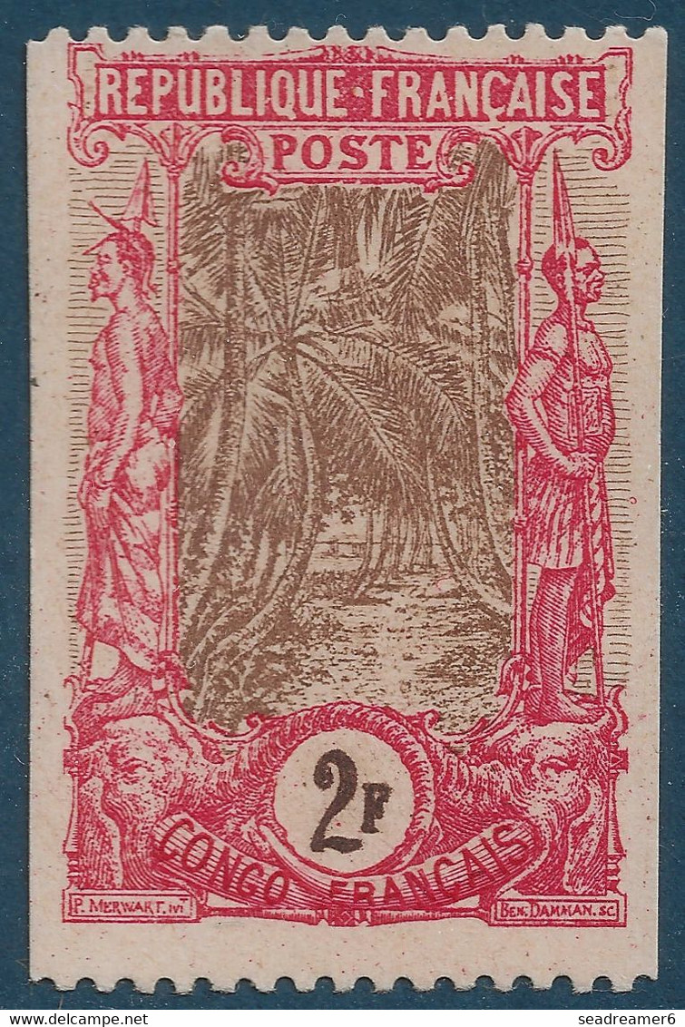 France Colonies Françaises Congo N°40 2Fr  Essai Dentelé 2 Cotés ! Sur Papier Carton Carmin Et Brun Rare ! - Neufs