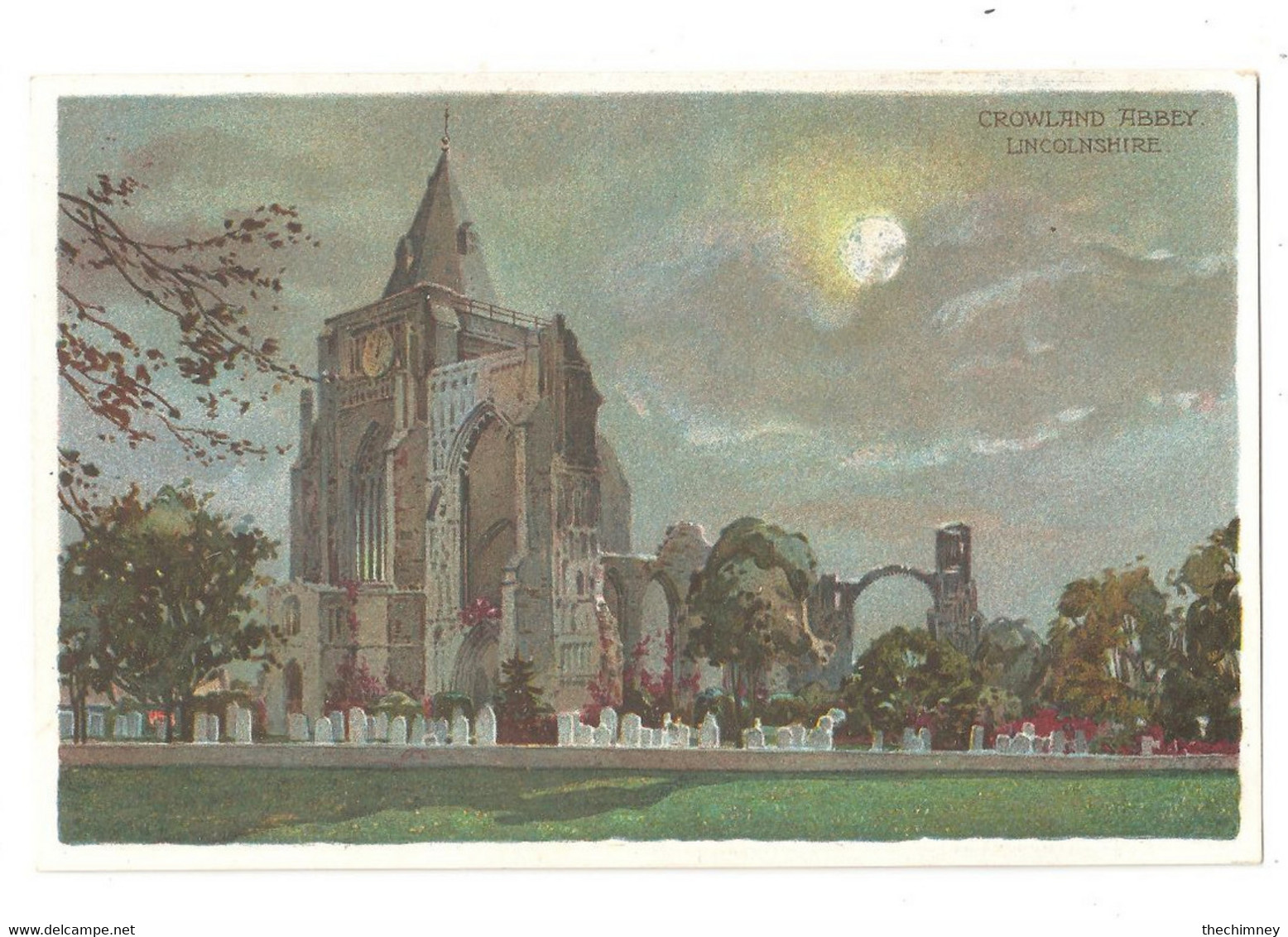 Crowland Abbey Moonlight Lincolnshire Unused - Otros & Sin Clasificación