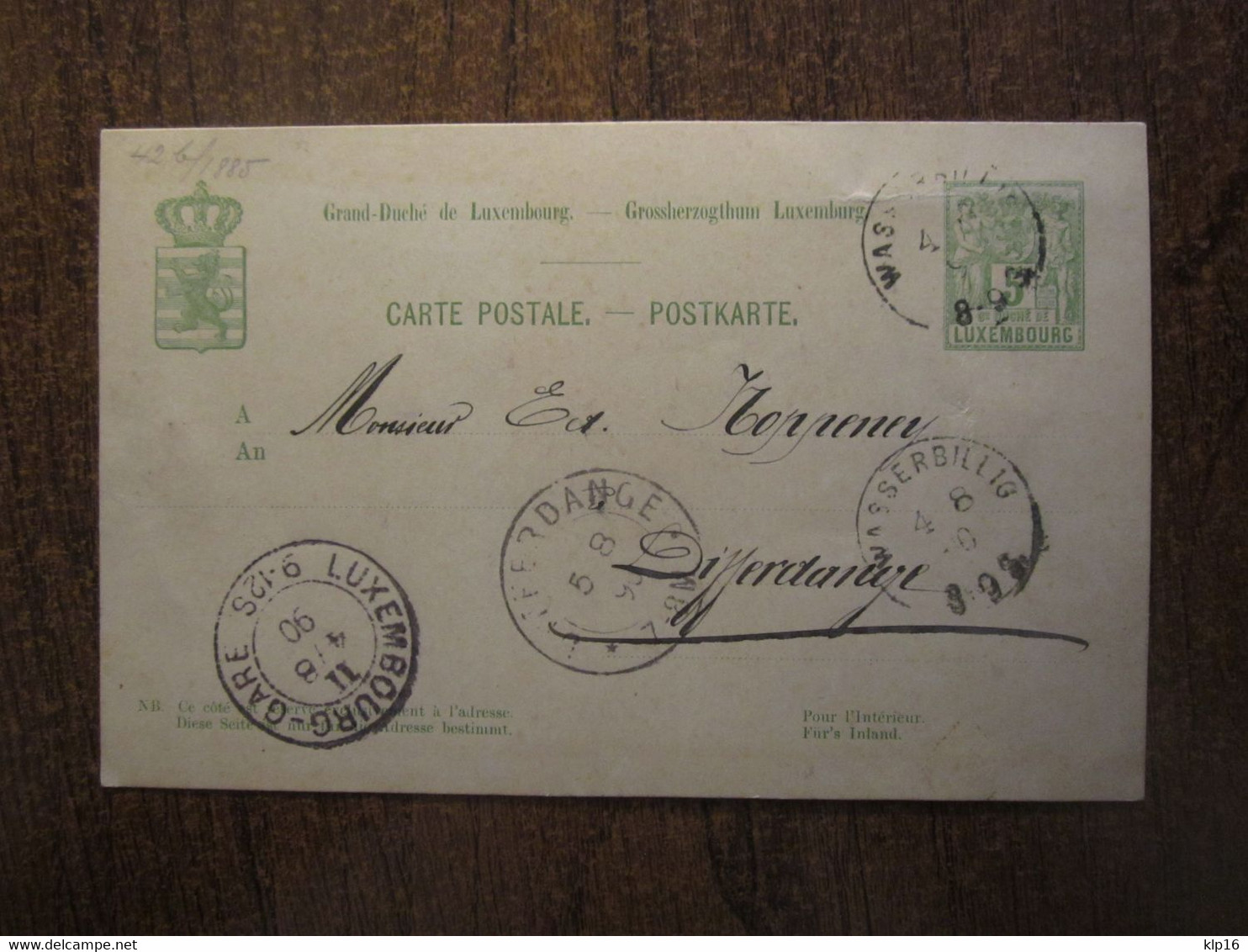 1890 LUXEMBOURG STATIONERY - Altri & Non Classificati