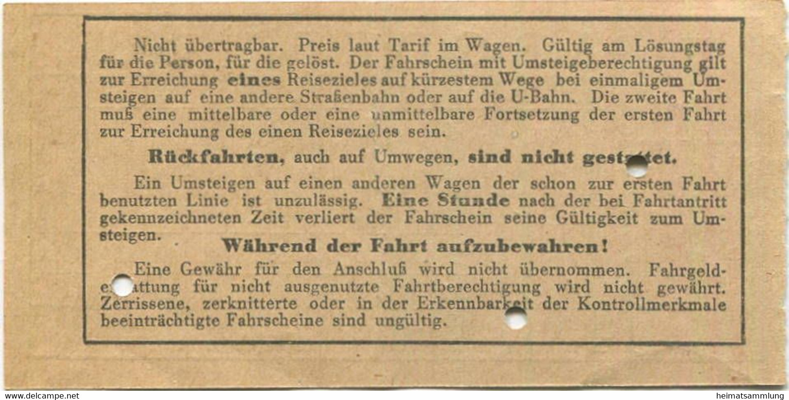 Deutschland - Berlin - BVG - Strassenbahnfahrschein Mit Umsteigeberechtigung Auf Die U-Bahn 1942 - Von Nach Niederschönh - Europe