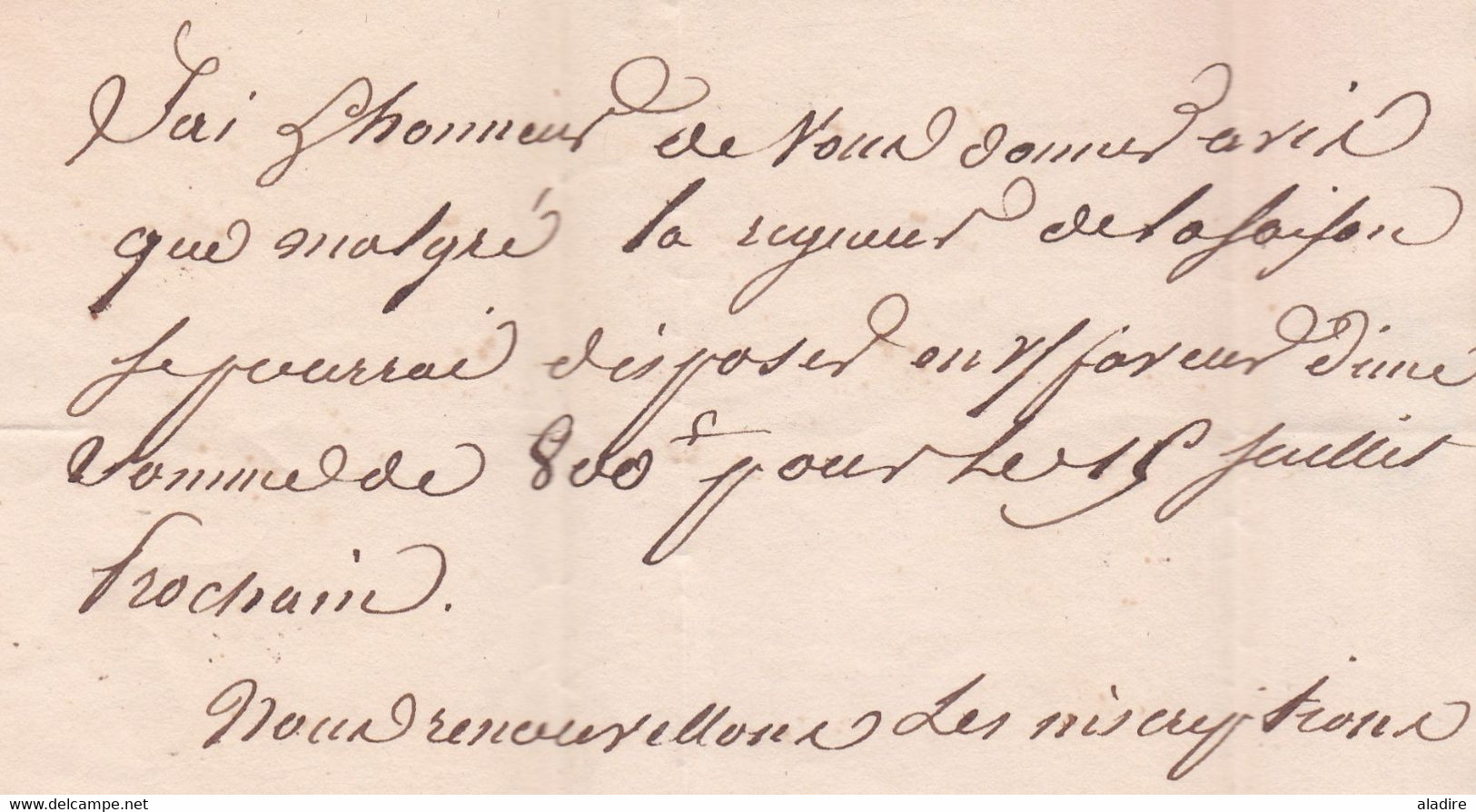 1830 - Marque postale 83 SENS sur lettre pliée avec correspondance vers DIJON - dateur en arrivée