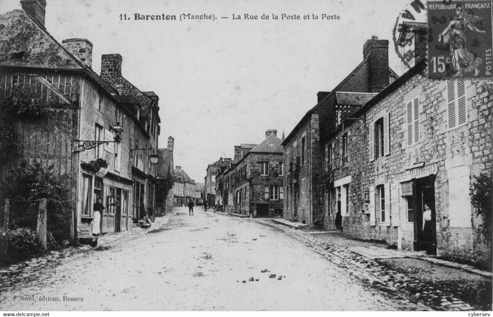 BARENTON - La Rue De La Poste Et La Poste - Animé - Barenton