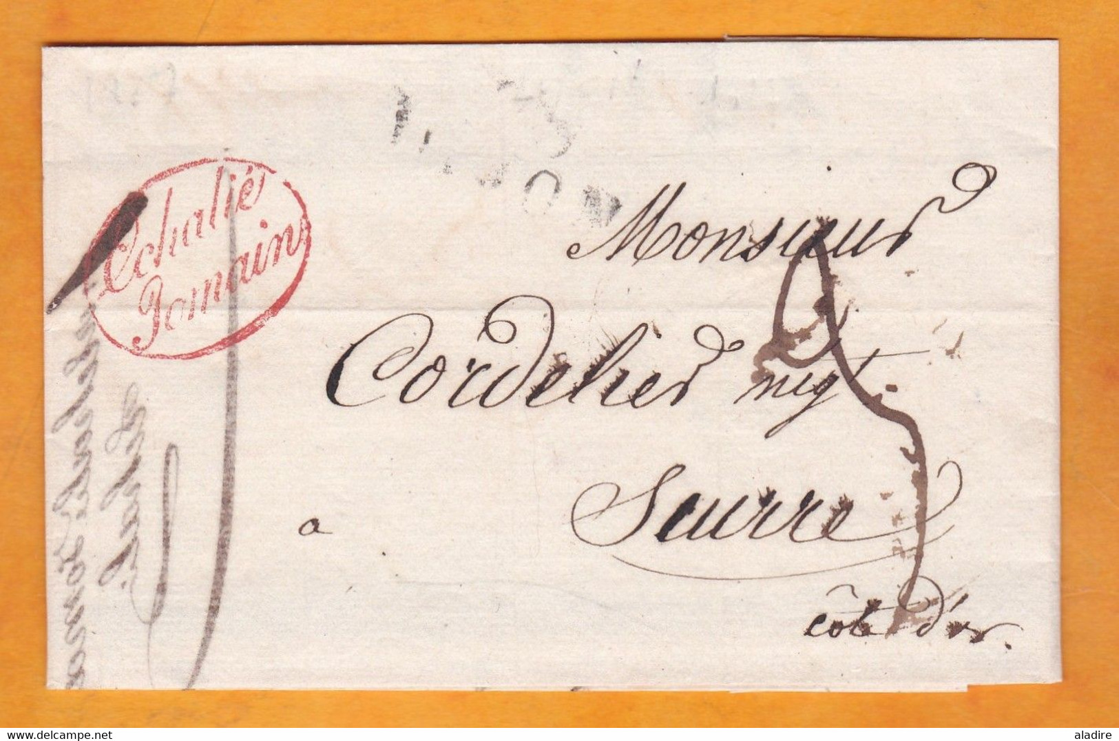 1827 - Marque Postale 20 DIJON Sur Lettre Pliée Avec Correspondance Vers SEURRE - Dateur En Arrivée - 1801-1848: Précurseurs XIX