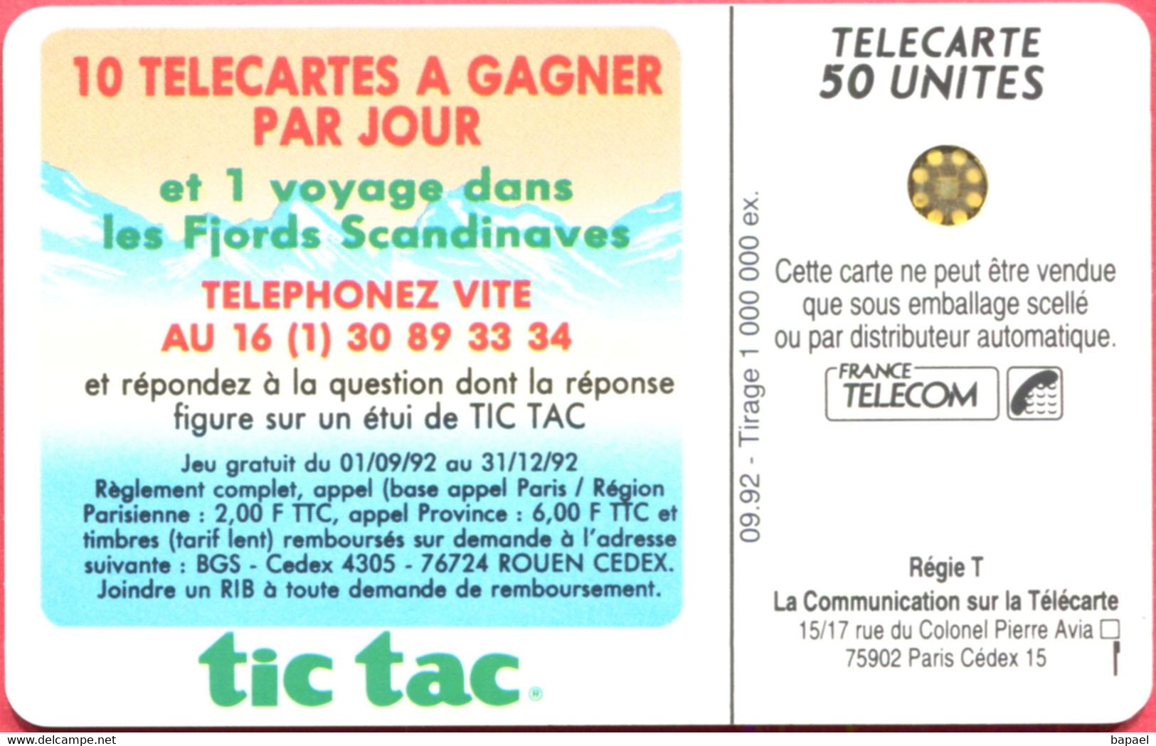 Télécarte Réf Pho 0288.4 (1992) - Thème Douceurs - Montagnes (Recto-Verso) - Alimentation