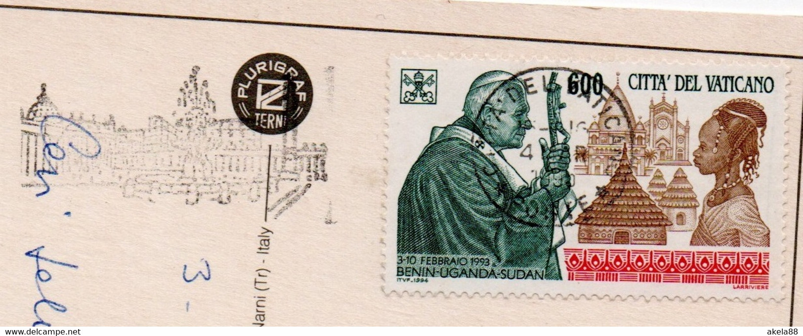 CITTA DEL VATICANO 1994 - VIAGGI DI GIOVANNI PAOLO II - BENIN - UGANDA - SUDAN - PIAZZA SAN PIETRO - Briefe U. Dokumente