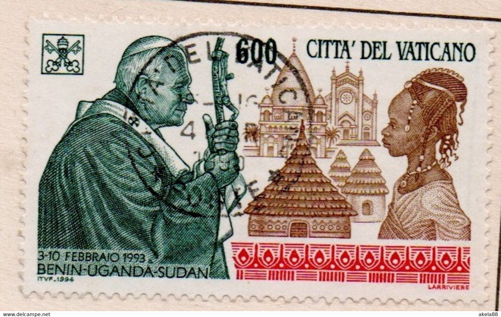 CITTA DEL VATICANO 1994 - VIAGGI DI GIOVANNI PAOLO II - BENIN - UGANDA - SUDAN - PIAZZA SAN PIETRO - Briefe U. Dokumente