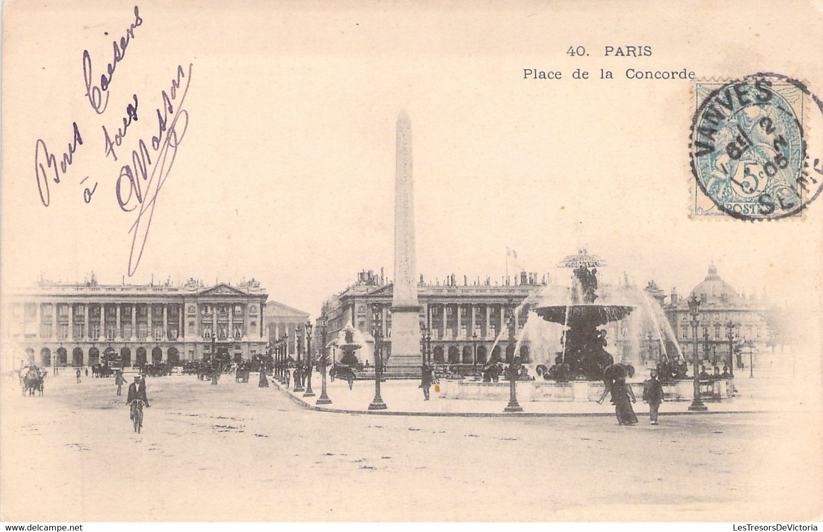 Paris -  Place De La Concorde - De Vanves à Chaumont En 1905 - Dos Non Divisé - Plätze