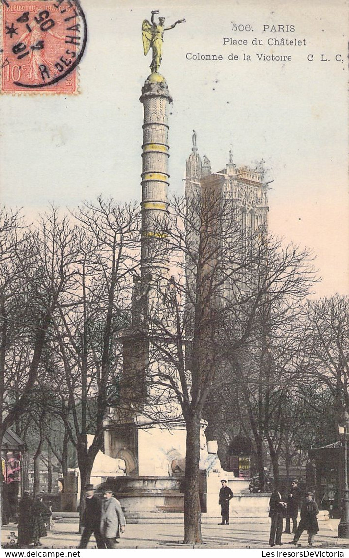 Paris - Place Du Chatelet - Colonne De La Victoire - Animé Et Colorisé - Oblitéré En 1905 - Plazas