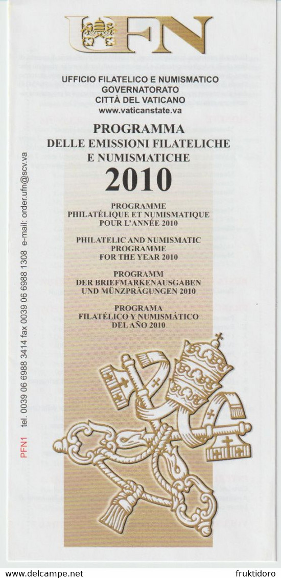 Vatican City Brochures Issues In 2010 Philatelic Program - Caravaggio - Christmas - Collections