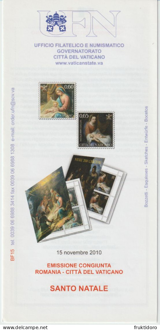 Vatican City Brochures Issues in 2010 Philatelic Program - Caravaggio - Christmas