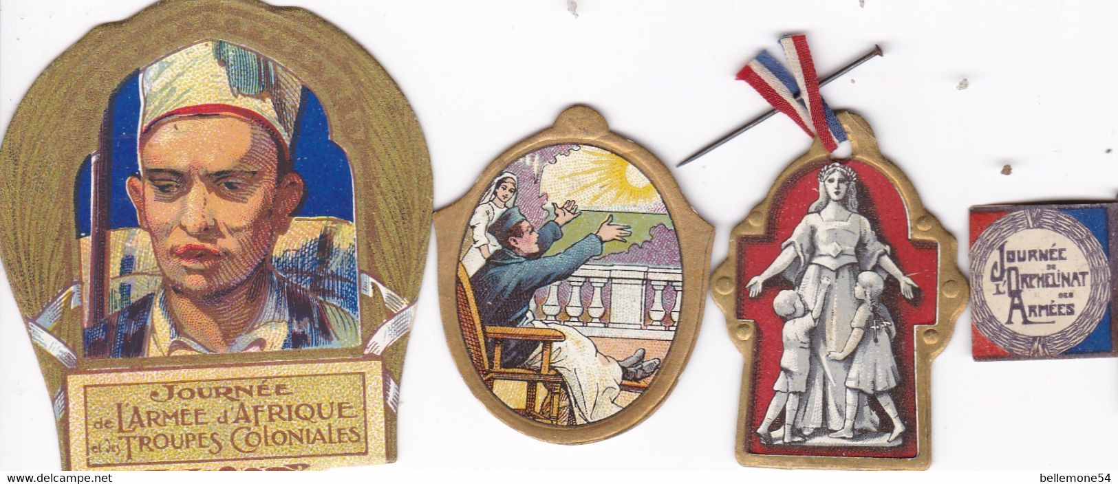 Médaille Carton Ww1 - Lot De 3 Médailles Carton + Drapeau  (1914-1917) - France